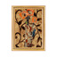 Decorative wall art with floral design in a gold frame on a beige background