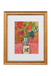 Framed artwork of colorful flowers on a white background