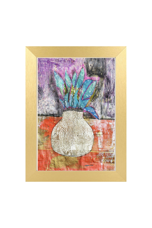 abstract botanical 5x7 art print in a gold frame