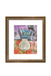 Framed abstract artwork with a vase and floral elements on a white background
