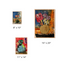 Three abstract artworks with dimensions indicated on a white background