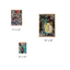 Four abstract art prints of different sizes on a white background