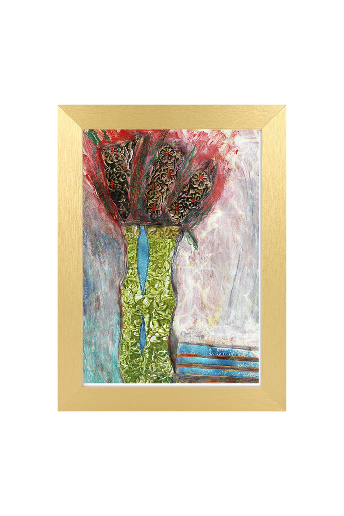 abstract floral 5x7 art print in a gold frame
