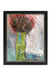 Abstract painting with colorful elements in a black frame