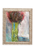 Colorful abstract painting with ornate frame on a white background