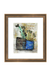 Framed artwork of a blue pot with plants on a textured background