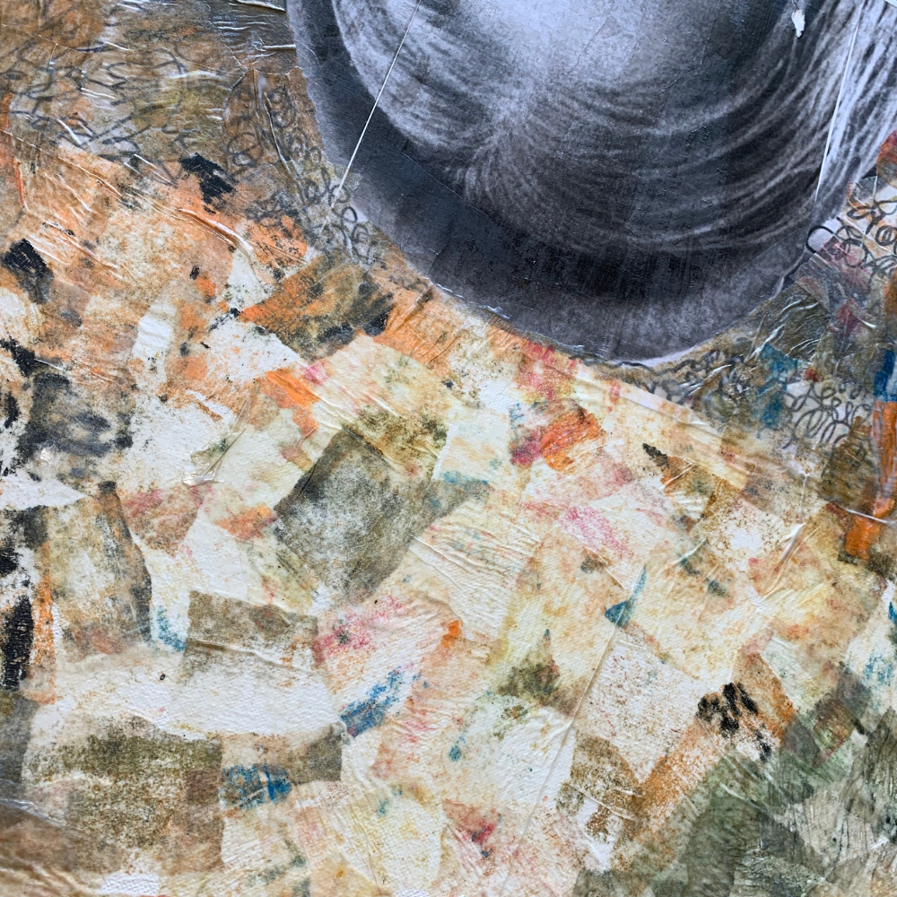 Close-up of textured fabric with a patterned background