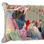 Handcrafted abstract patchwork lumbar pillow by Sara Palacios, made with hand-painted fabrics and textile collage, decorative bedding accent.