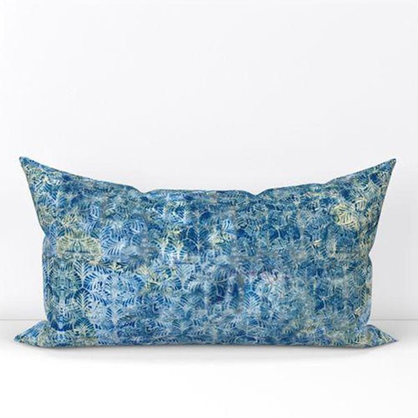 Blue Floral Velvet Lumbar Pillow - Throw Pillows - Sara Palacios Designs