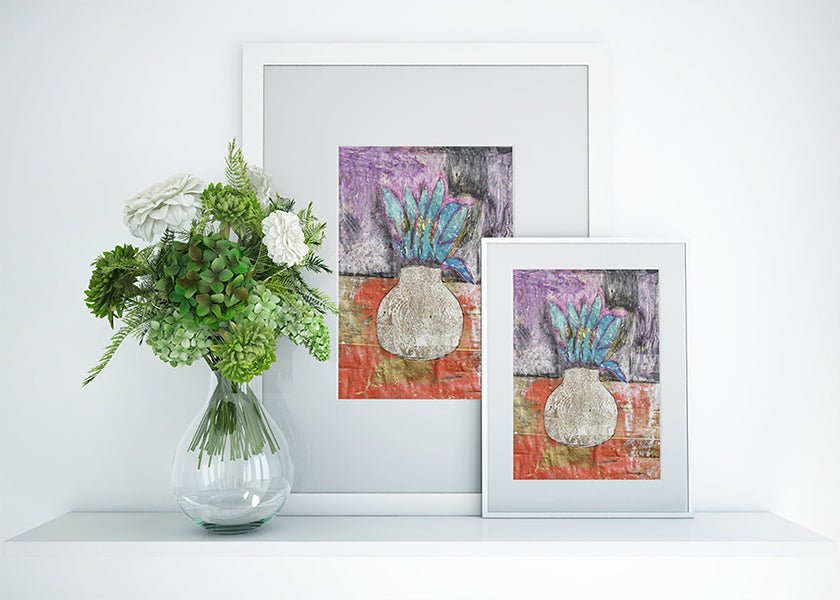 Flower Collage Art- Corn Moon - Small Framed Art Print - Sara Palacios Designs