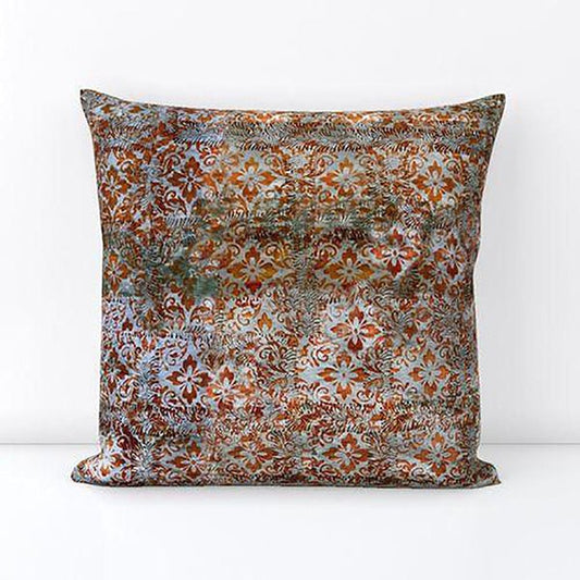 Orange and Grey Velvet Throw Pillows - Throw Pillows - Sara Palacios Designs